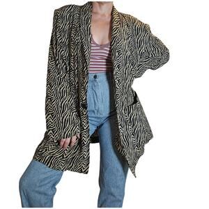 Vintage deconstructed animal print blazer size 2xl womens tiger stripe long